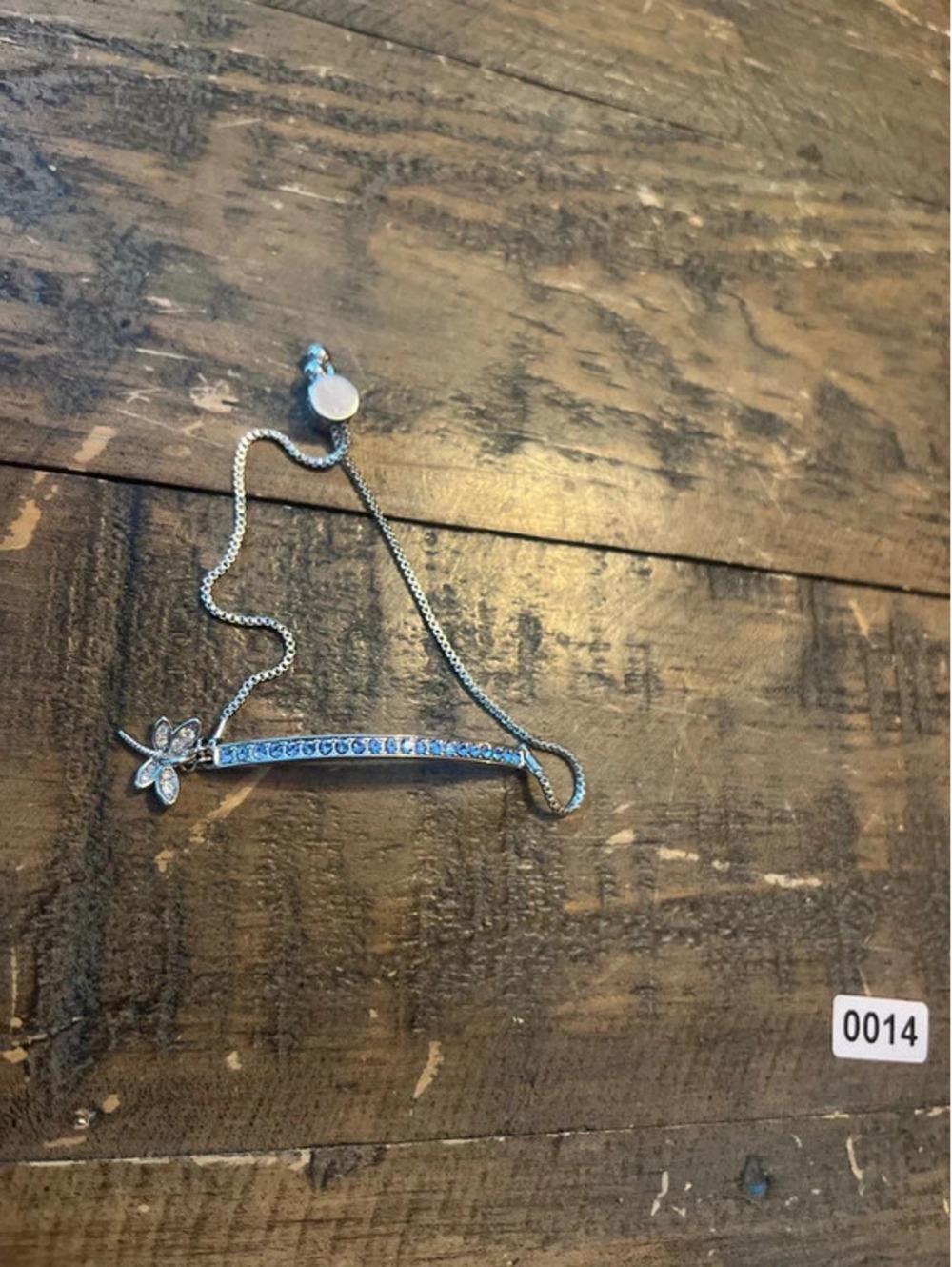Silver Dragonfly Pavé Bar Adjustable Bolo Bracelet